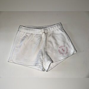 New Ralph Lauren White Women’s Athletic Shorts with Pink Logo 4T